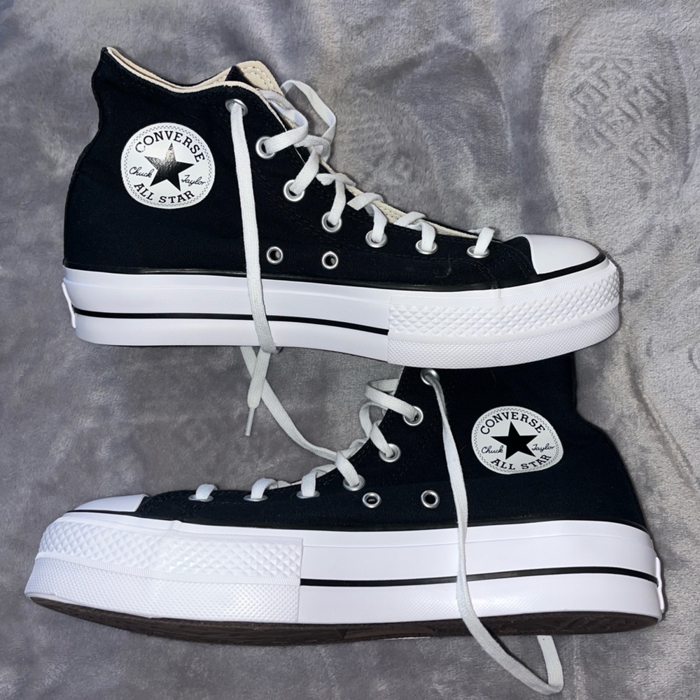 CONVERSE Black High Top Platform Canvas Material